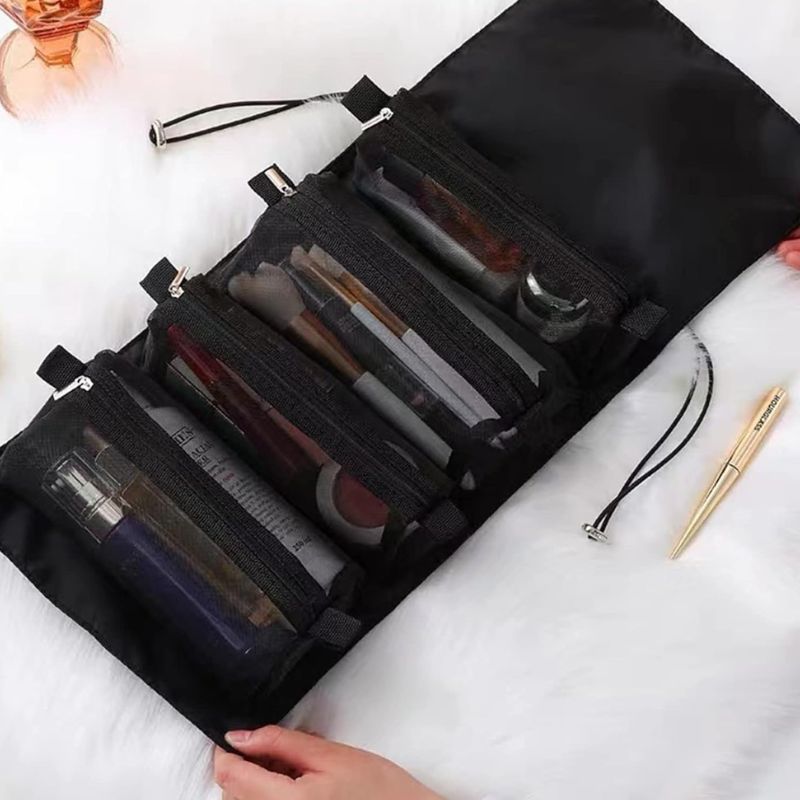 Necessaire Organizadora Dobrável com Divisórias Transparentes – Impermeável, Compacta e Ideal para Viagens - Imagem 2