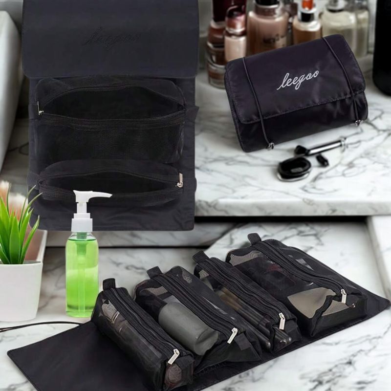 Necessaire Organizadora Dobrável com Divisórias Transparentes – Impermeável, Compacta e Ideal para Viagens - Imagem 3