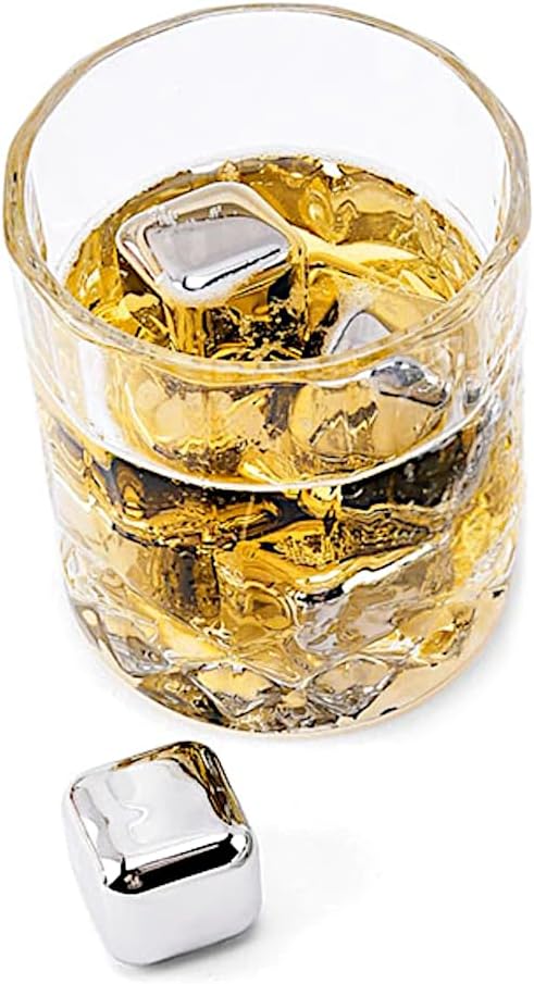 Kit com 8 Cubos de Gelo Inox Reutilizáveis com Pegador e Estojo – Gelo Artificial para Bebidas Sem Diluição - Imagem 5
