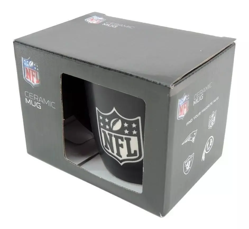 Caneca Oficial NFL de Cerâmica 330ml, Coleção Times Patriots, Raiders, Commanders, Presente Colecionávei para Fãs de Fut